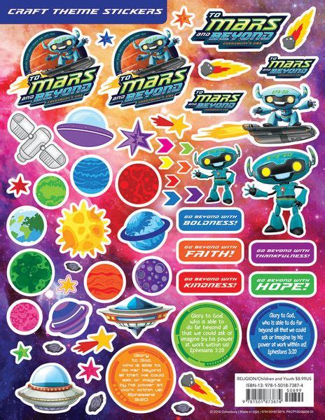 Craft Theme Stickers - Pack of 12 - To Mars and Beyond VBS by Cokesbury ...