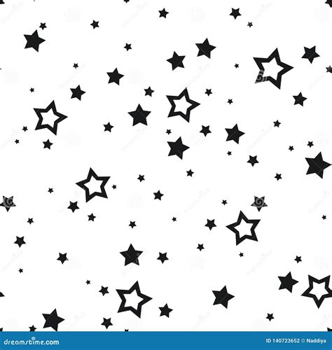 Seamless Pattern with Black Stars on White. Vector Illustration. Stock ...