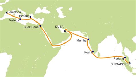 The Spice Route & Suez Canal Cruise Review @hallas.com: Some Statistics - Distances for the Cruise