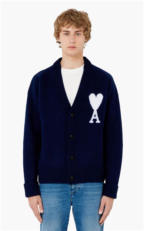 AMI Paris ADC Cardigan Nautic Blue/White | Cultizm