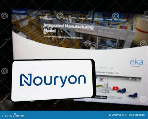 Person Holding Cellphone with Logo of Dutch Company Nouryon Chemicals ...