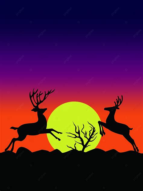 Deer Silhouette Sunset Sunset Illustration Animals, Silhouette, Sunset ...