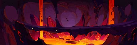 Lava flow inside volcano cave 23869674 Vector Art at Vecteezy