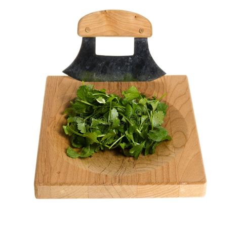 Chopping Board and Knife with Diced Cilentro Stock Image - Image of ...