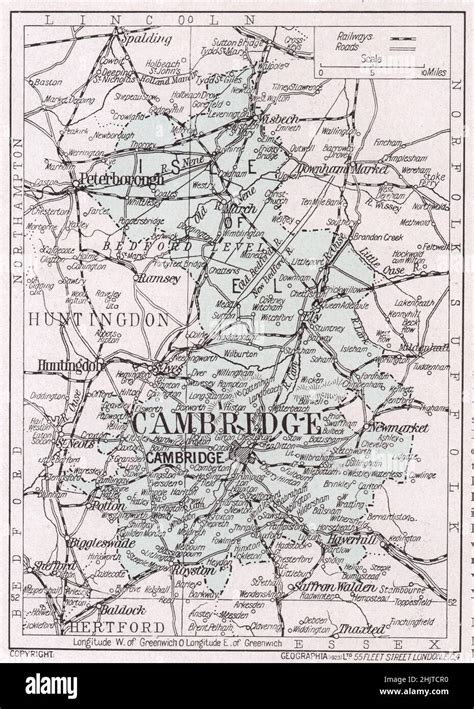 Map of Cambridgeshire (1913 Stock Photo - Alamy