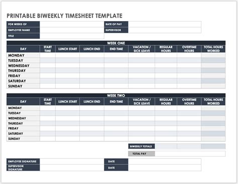 Free Biweekly Timesheet Templates | Smartsheet