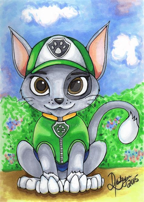 Paw Patrol - Feline Rocky (Colored) by reihyoux on DeviantArt