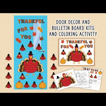 Thanksgiving Classroom Door Decor, Decor Kit, Turkey Bulletin Board