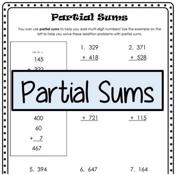 3rd Grade Common Core Partial Sums by Kendra Seitz | TpT