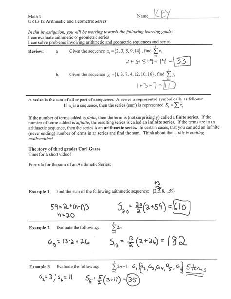 1-8 Arithmetic and Geometric Series Answers - practical research - Studocu