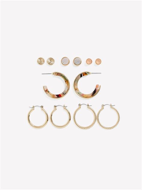 Assorted Stud and Hoop Earrings, Set of 6 | Penningtons