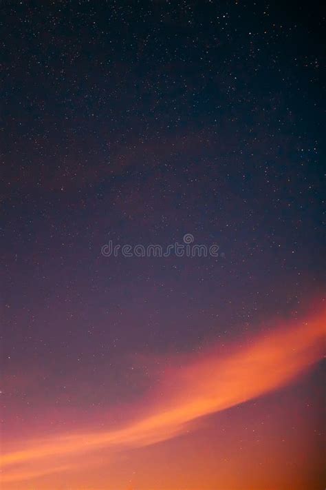 Warm Colors Background Real Sunset Night Sky Stars. Natural Starry Sky ...