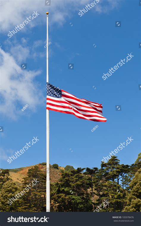 American Flag Flying Half Mast Half Stock Photo 105978476 | Shutterstock