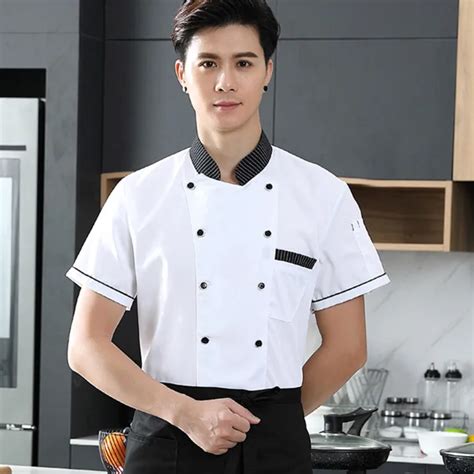 Acituna เสื้อเชฟทุกเพศ,เสื้อแจ็กเก็ตทำกับข้าวแขนสั้นชุดเชฟ | Lazada.co.th