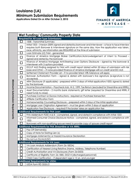 Fillable Online Louisiana LA Minimum Submission Requirements ...