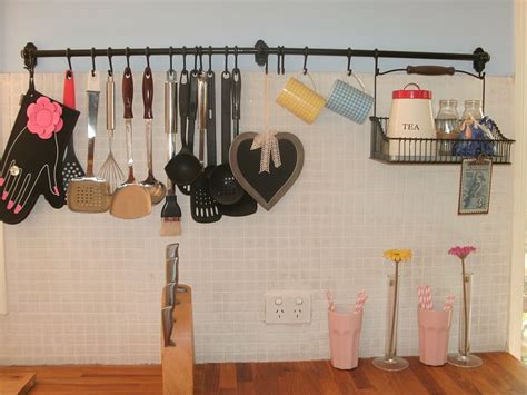 kitchen, equipment, cooking, country style, objects, tiles, design, hanging, displaying, wood ...