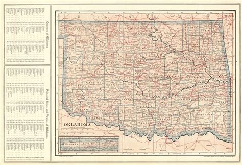 1914 Antique OKLAHOMA State Map Vintage Map of Oklahoma | Etsy