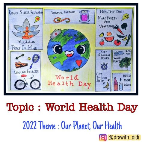 World Health Day Poster | Poster drawing, World health day, Health awareness poster