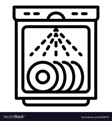 Working dishwasher icon outline style Royalty Free Vector