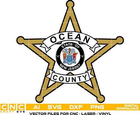 Ocean County Sheriff Badge, New Jersey Sheriff Badge Colour file for L