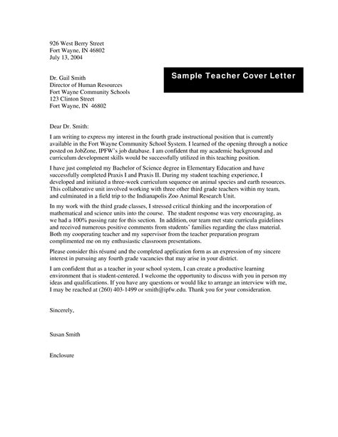 Teacher Job Resume Cover Letter | Templates at allbusinesstemplates.com