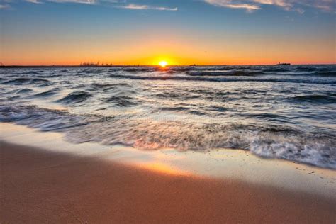 Sunset on the Beach at Baltic Sea in Gdansk, Poland Stock Image - Image of outdoor, wave: 251209065