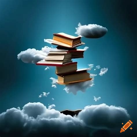 Books falling from the clouds on Craiyon