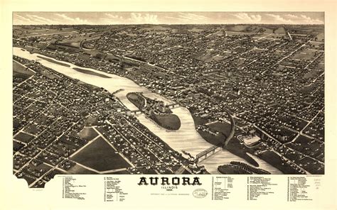 Map of Aurora, IL 19th century | Vintage maps art, Birds eye view map, Vintage map decor