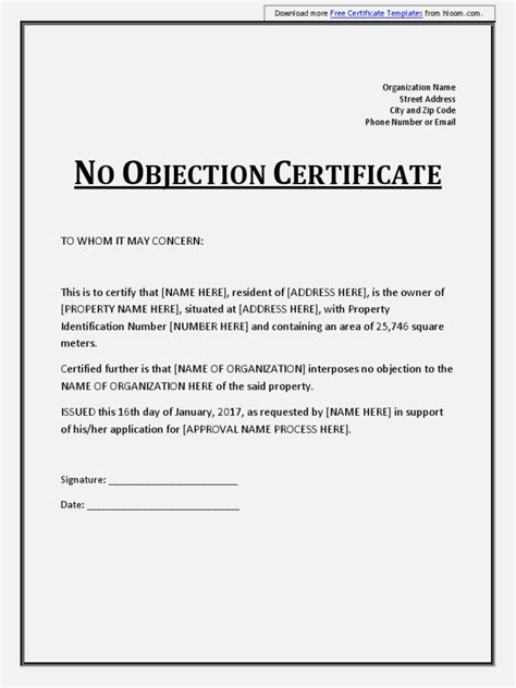 No Objection Certificate Property