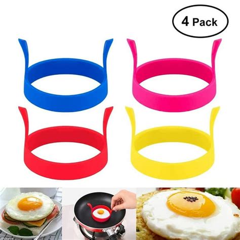 4pcs Silicone Egg Rings,3.7 Inch Egg Ring for Frying Eggs, Egg Mcmuffin Ring, Non Stick Fried ...