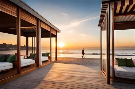 Premium AI Image | A beach house with a view of the ocean.