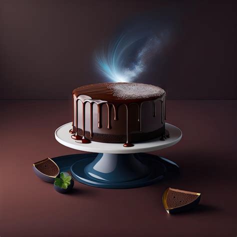 Premium AI Image | Chocolate cake with melting dark