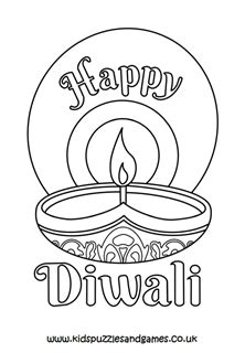 Happy Diwali Colouring Page - Kids Puzzles and Games