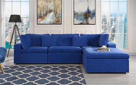 Classic Large Velvet Sectional Sofa L Shape Couch with Wide Chaise Dark Blue >>> Click pictur ...
