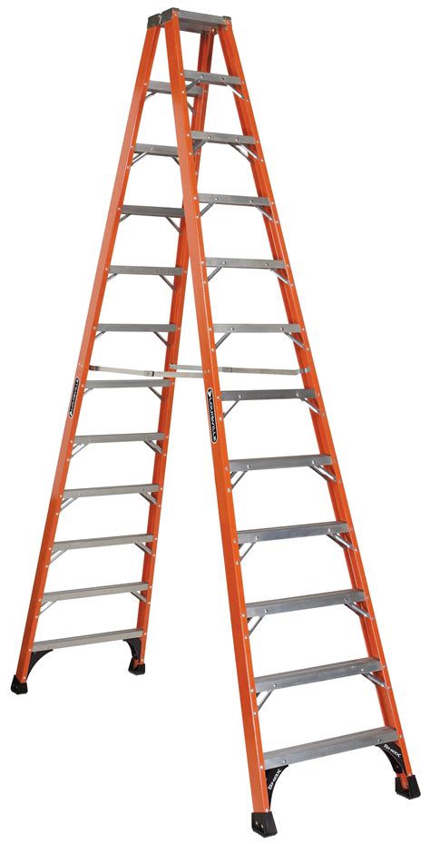 Louisville Ladder FM1412HD 12 ft. Fiberglass Twin Step Ladder, Type IAA, 375 Lbs Load Capacity ...