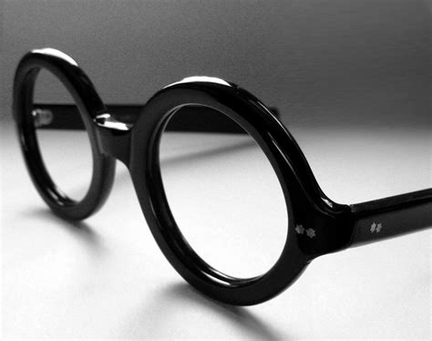 VTG 60's LARGE 360 ROUND BLACK Eyeglass Frames FRANCE