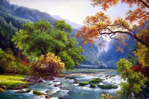 Landscape Canvas Prints Realistic Oil Painting Picture Printed On Canvas P103-in Painting ...