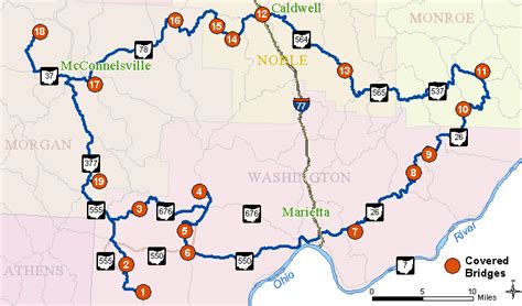 Ohio Covered Bridges Map - Coastal Map World