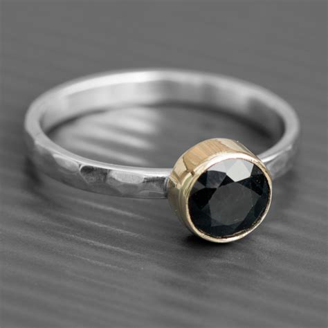 Black Sapphire Ring | LWSilver | Handmade Jewellery Designer