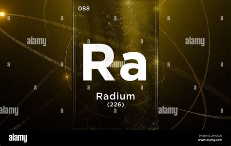 Radium (Ra) symbol chemical element of the periodic table, 3D animation ...