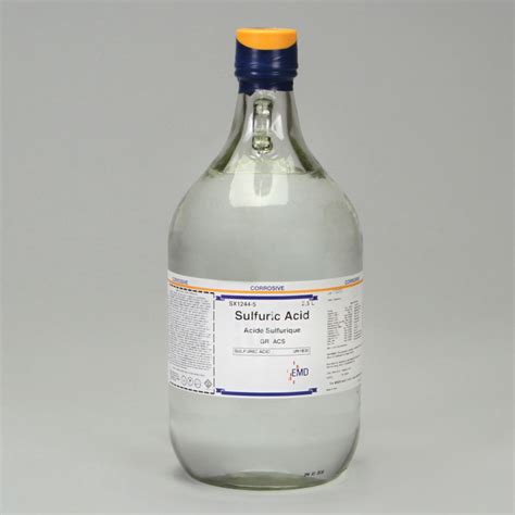 Sulfuric Acid, 18 M (95-98% v/v), Glass Bottle, ACS Grade, 2.5 L ...