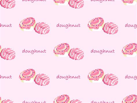 Premium Vector | Doughnut cartoon character seamless pattern on pink background pixel style