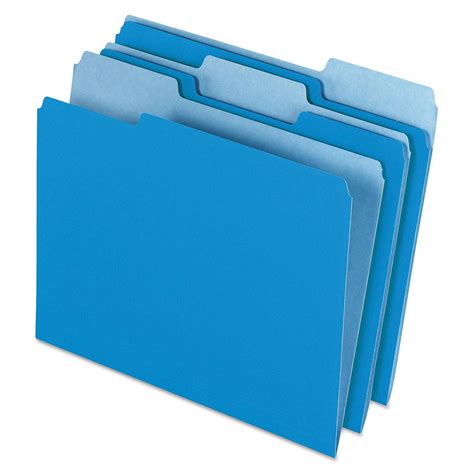 Pendaflex® Colored File Folders 1/3 Assorted Cut Top Tab, Blue/Light Blue (Letter, 100ct ...