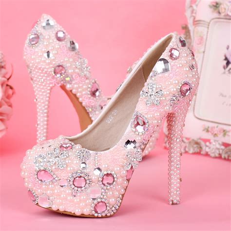 2015 Newest Design Sweetness Pink Color Bridal Wedding Shoes Princess ...