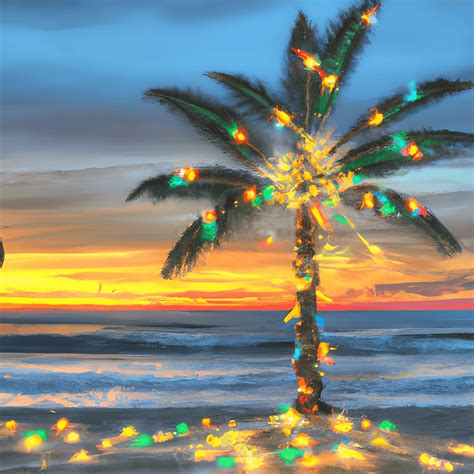 Christmas Palm Tree on the Beach · Creative Fabrica