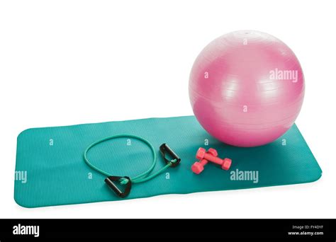 collection of fitness equipment over white Stock Photo - Alamy