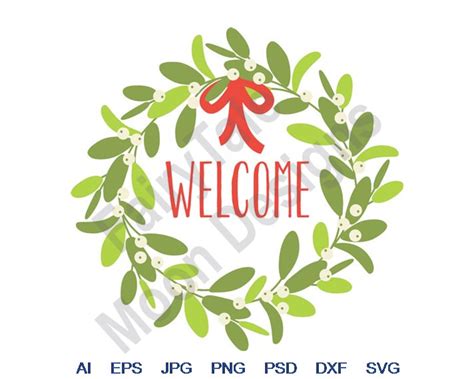 Welcome Wreath Svg Dxf Eps Png Jpg Vector Art Clipart - Etsy.de