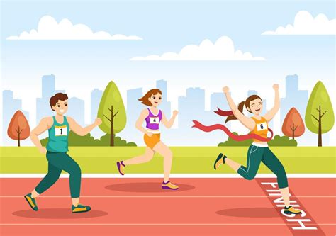 Running Marathon Race And Finish Line Cartoon Vector - vrogue.co