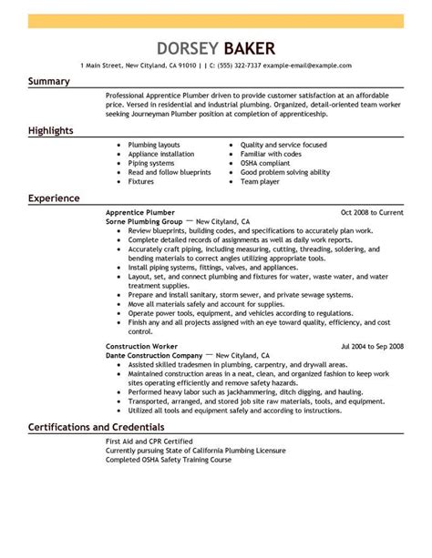 Expert Apprentice Plumber Resume Examples For 2022 | LiveCareer