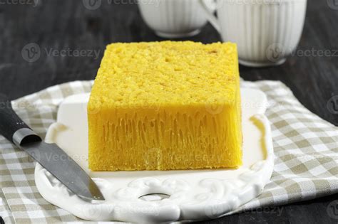 Bika Ambon, Sliced Yellow Honeycomb Cake Popular from Medan, Indonesia. Yellow Color Came from ...